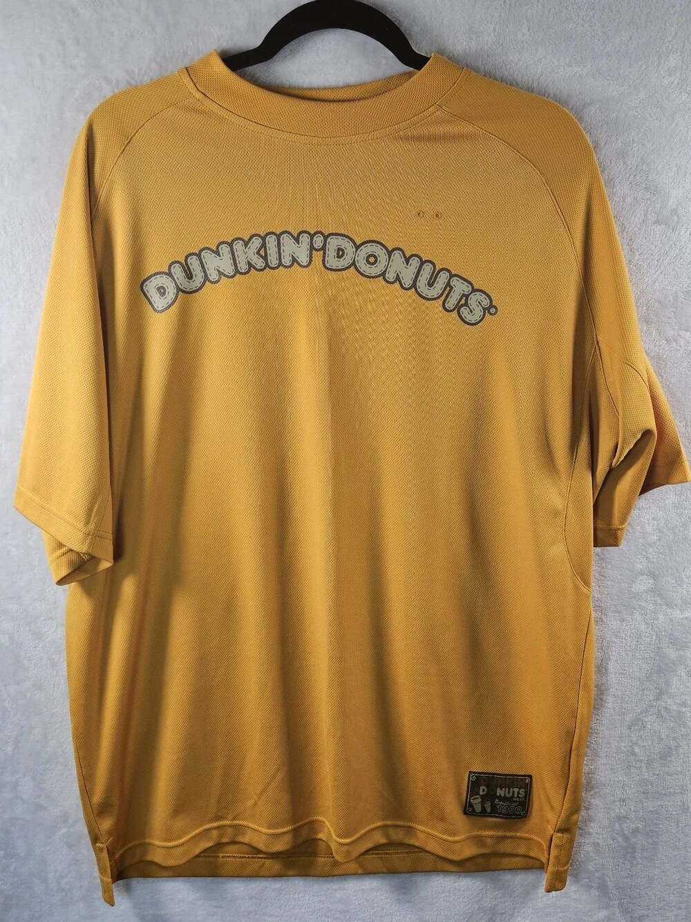 Dunkin Donuts Graphic T-Shirt Gold Yellow Mesh Men's Size Large